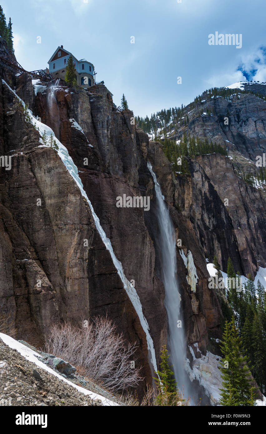 Bridal Veil Falls Spring in Telluride Colorado Stock Photo