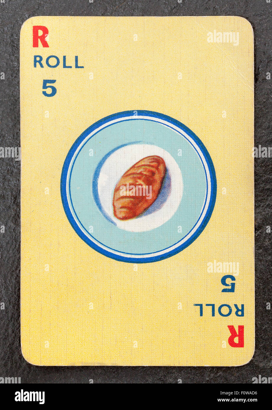 Bread Roll Playing Card from a vintage pack of Menuette Stock Photo