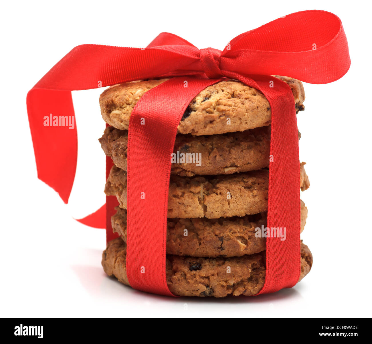 cookies with red ribbon isolated on white Stock Photo - Alamy