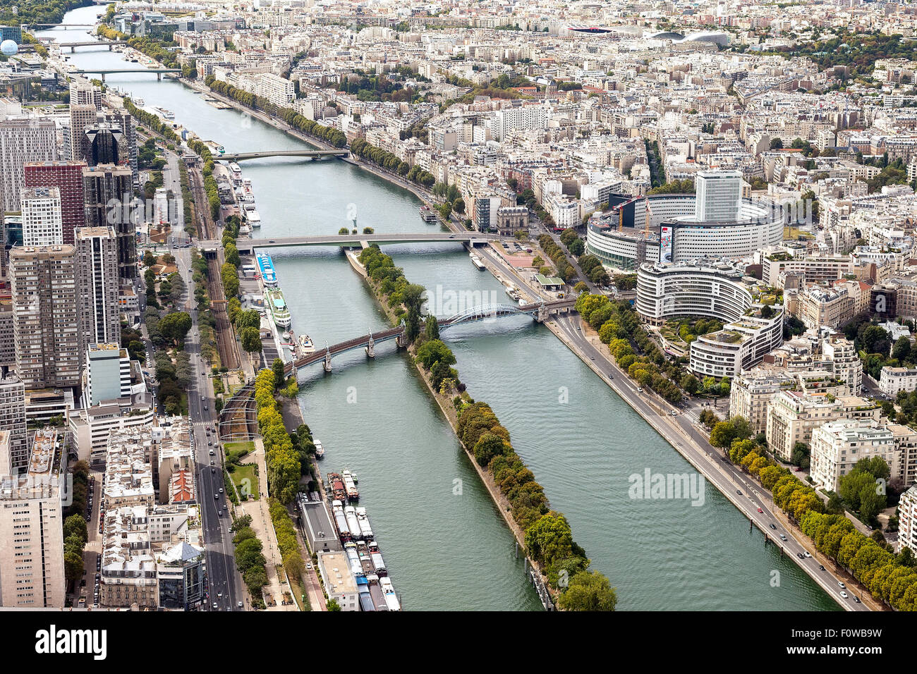 Aerial view of Paris city center and Seine Stock Photo - Alamy