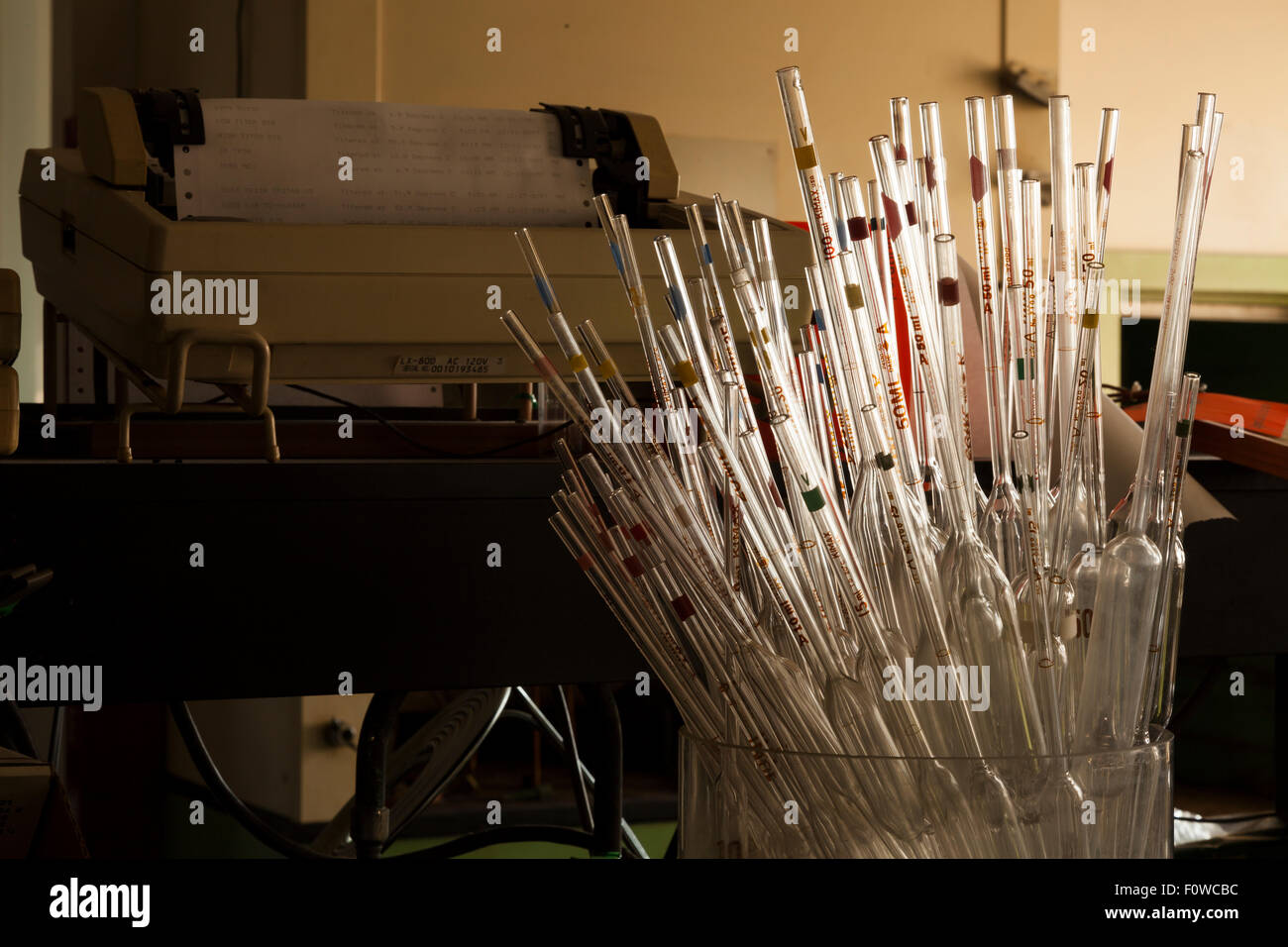 A large grouping of Volumetric pipettes Stock Photo Alamy