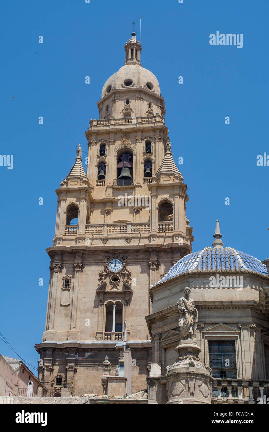 The Bell Tower of Murcia Cathedral, Plaza del Cardinal Belluga, in the ...