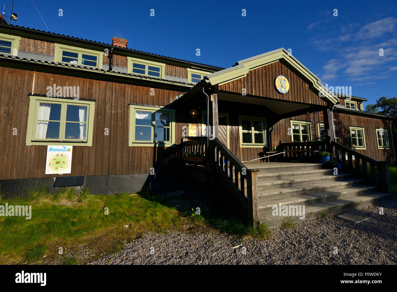 STF hostel, Saltoluokta Fjallstation Mountain Lodge, Greater Laponia Rewilding Area, Lapland, Norrbotten, Sweden, June 2013. Stock Photo