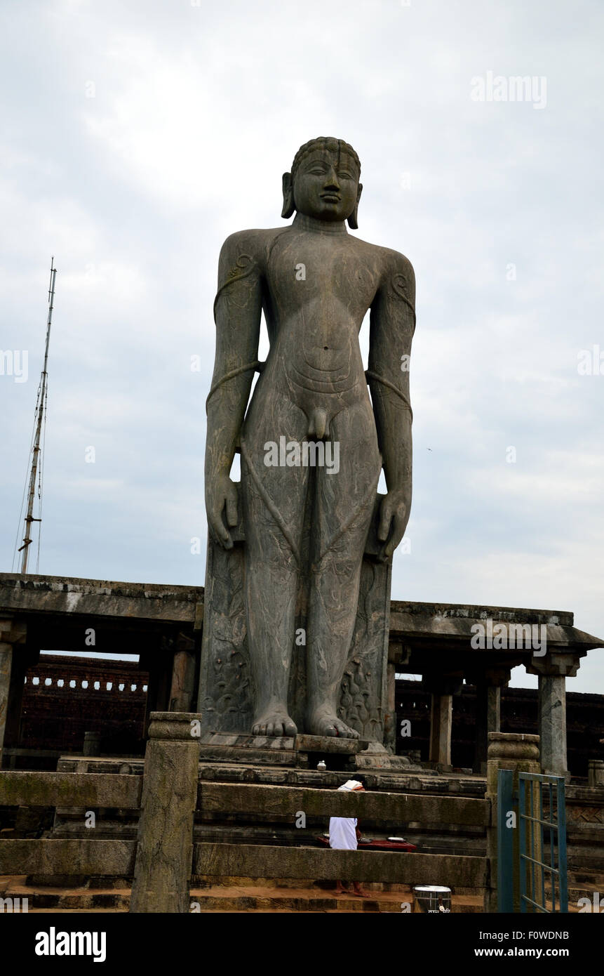 Gomateshwara or Shri Bhagawan Bahubali statue at Karkala Stock Photo