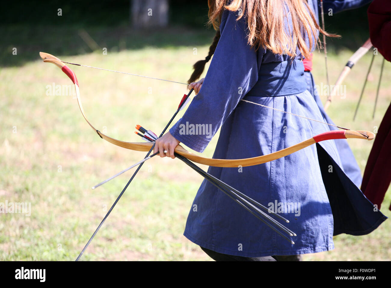 Female archers on a medieval fighting event Stock Photo