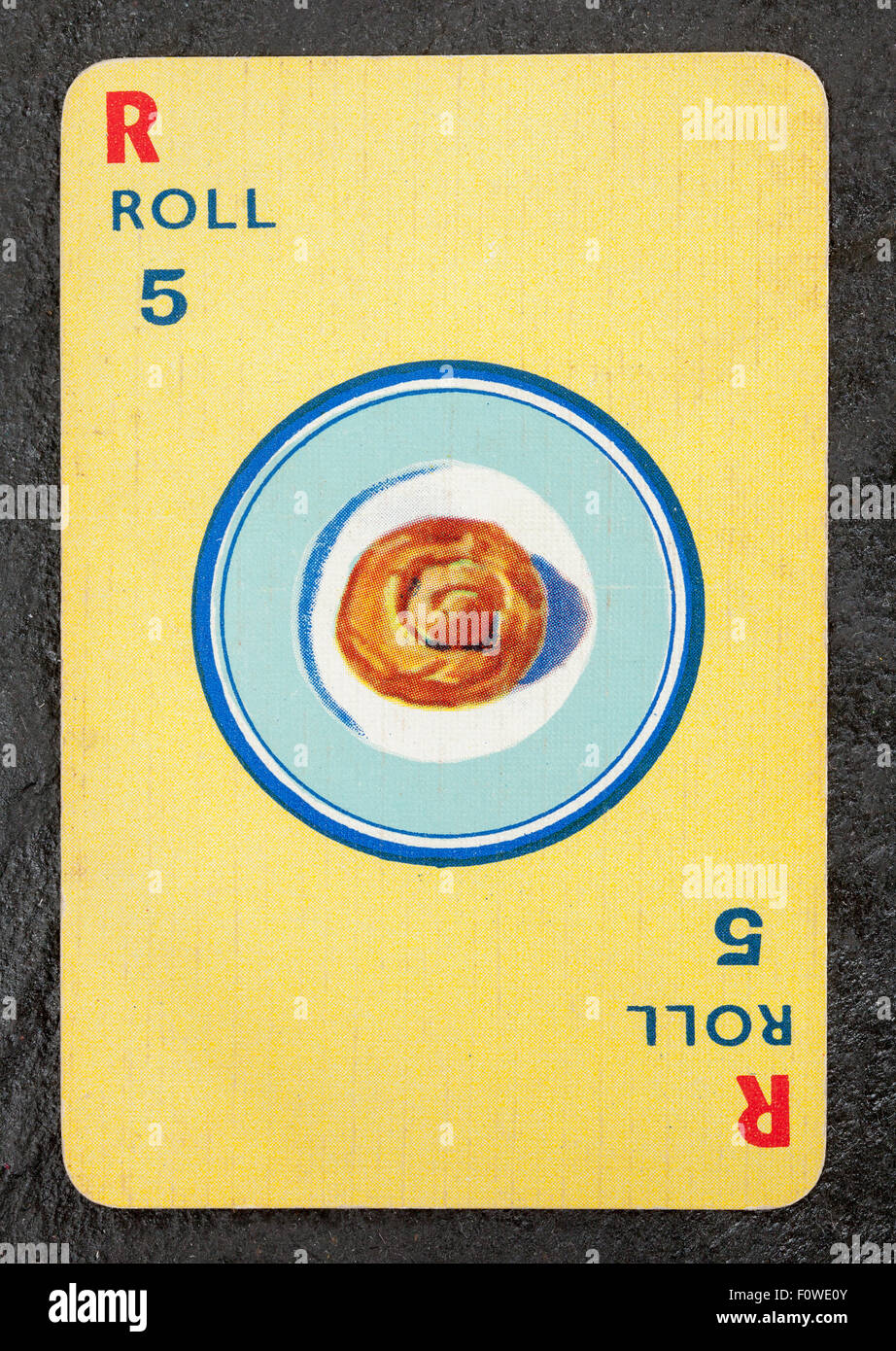 Bread Roll Playing Card from a vintage pack of Menuette Stock Photo