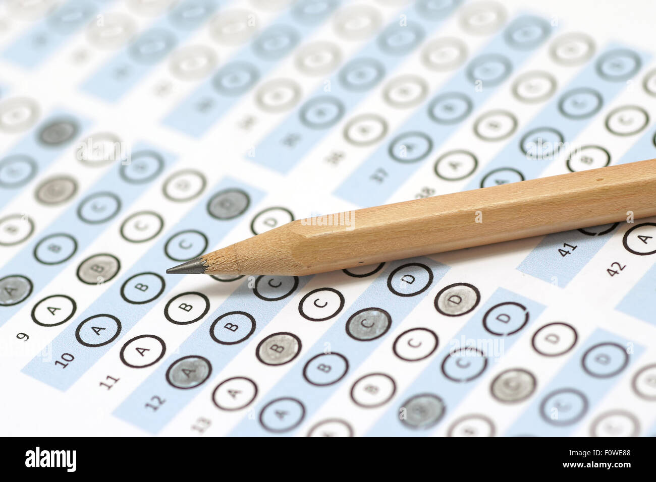 answer sheet test score with pencil Stock Photo