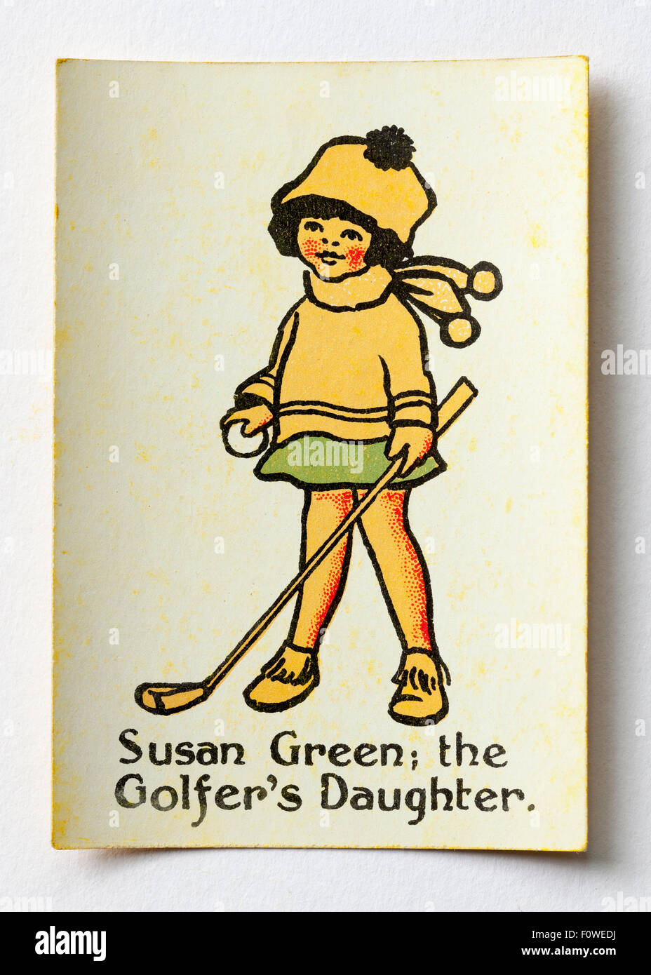 Susan Green the Golfers Daughter Playing Card from a vintage pack of Happy Families Stock Photo