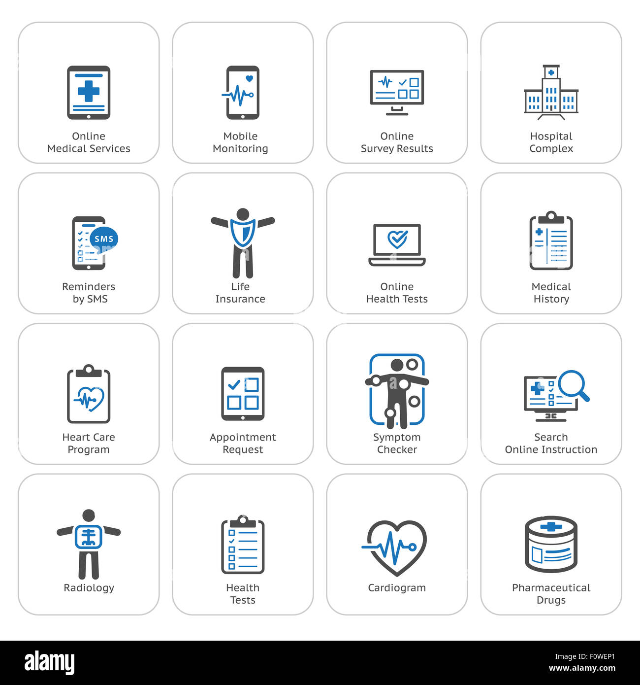 Medical & Health Care Icons Set. Flat Design. Isolated. Stock Photo