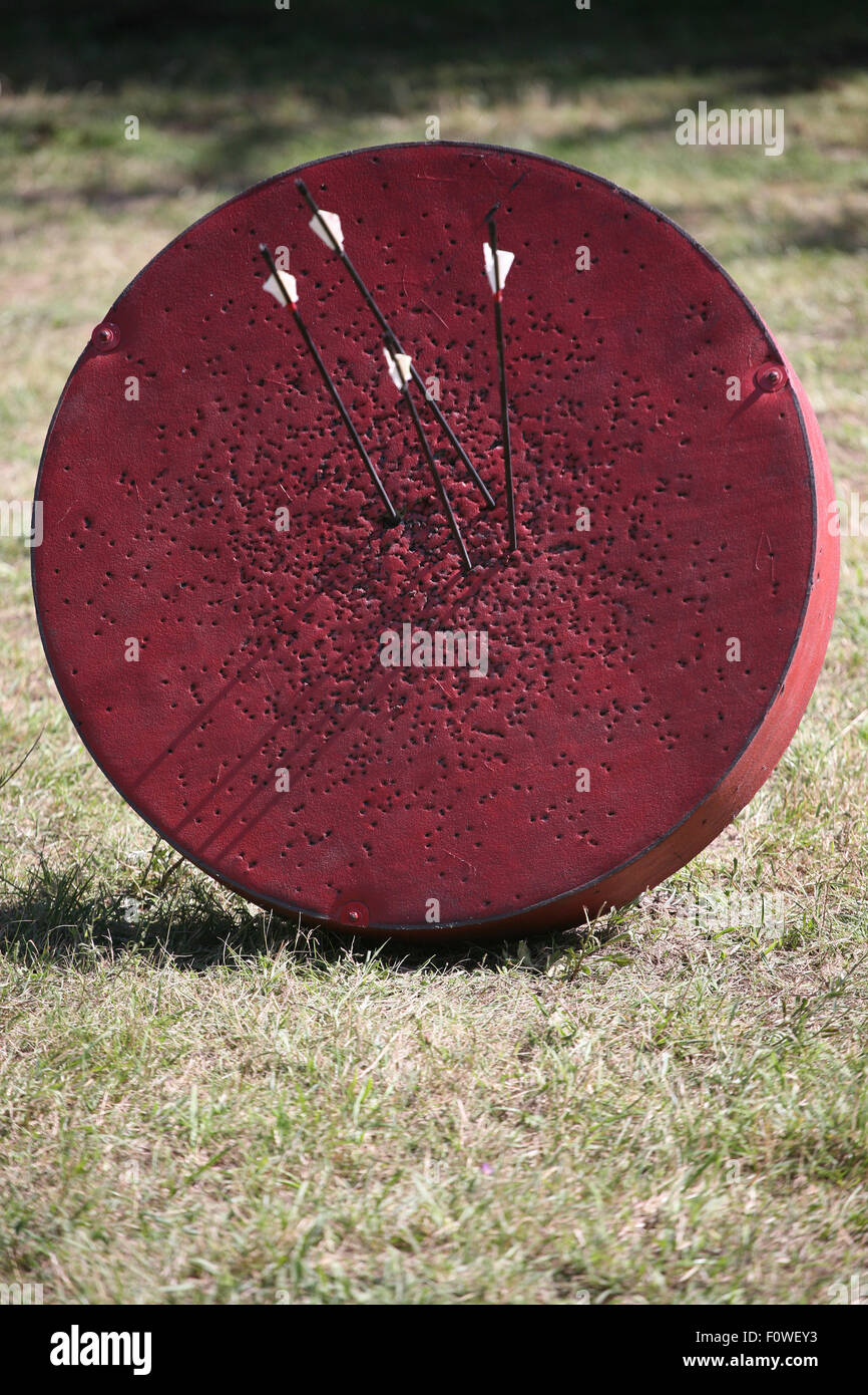 Historical medieval archery target on a warrior show Stock Photo Alamy