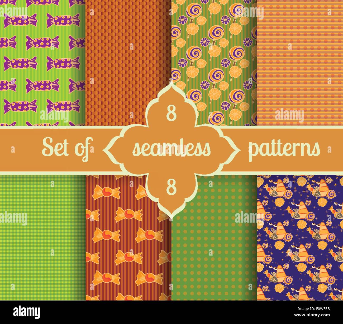 Vector Pattern Sweet Background Set seamless backgrounds of sweet and geometric patterns. Collection ...
