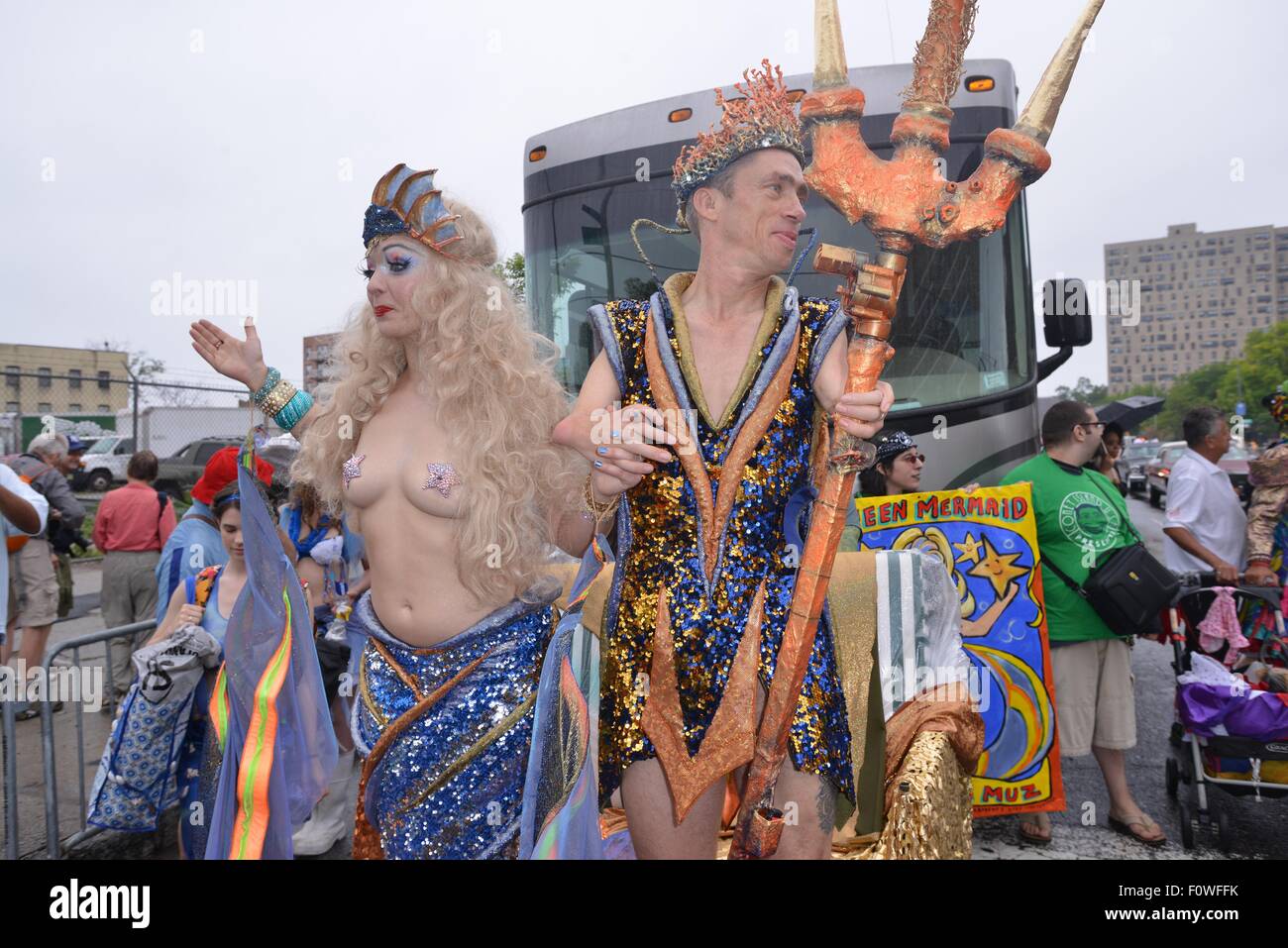 Scenes from 2015 Mermaid Parade set 2 Featuring: Mat Fraser, Julie Atlas Muz,  Atmosphere Where: Manhattan, New York, United States When: 20 Jun 2015  Stock Photo - Alamy