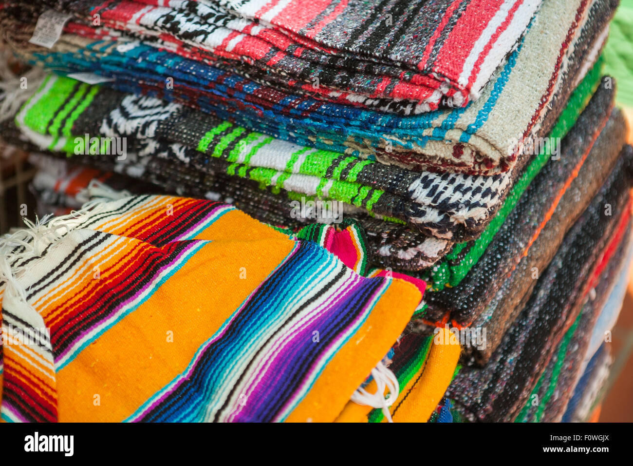 Mexican serape fabric colorful pattern texture background Stock Photo