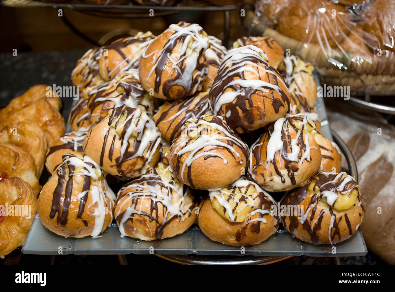 Breakfast pastries on a cruise ship on the Nile River, Egypt. Stock Photo