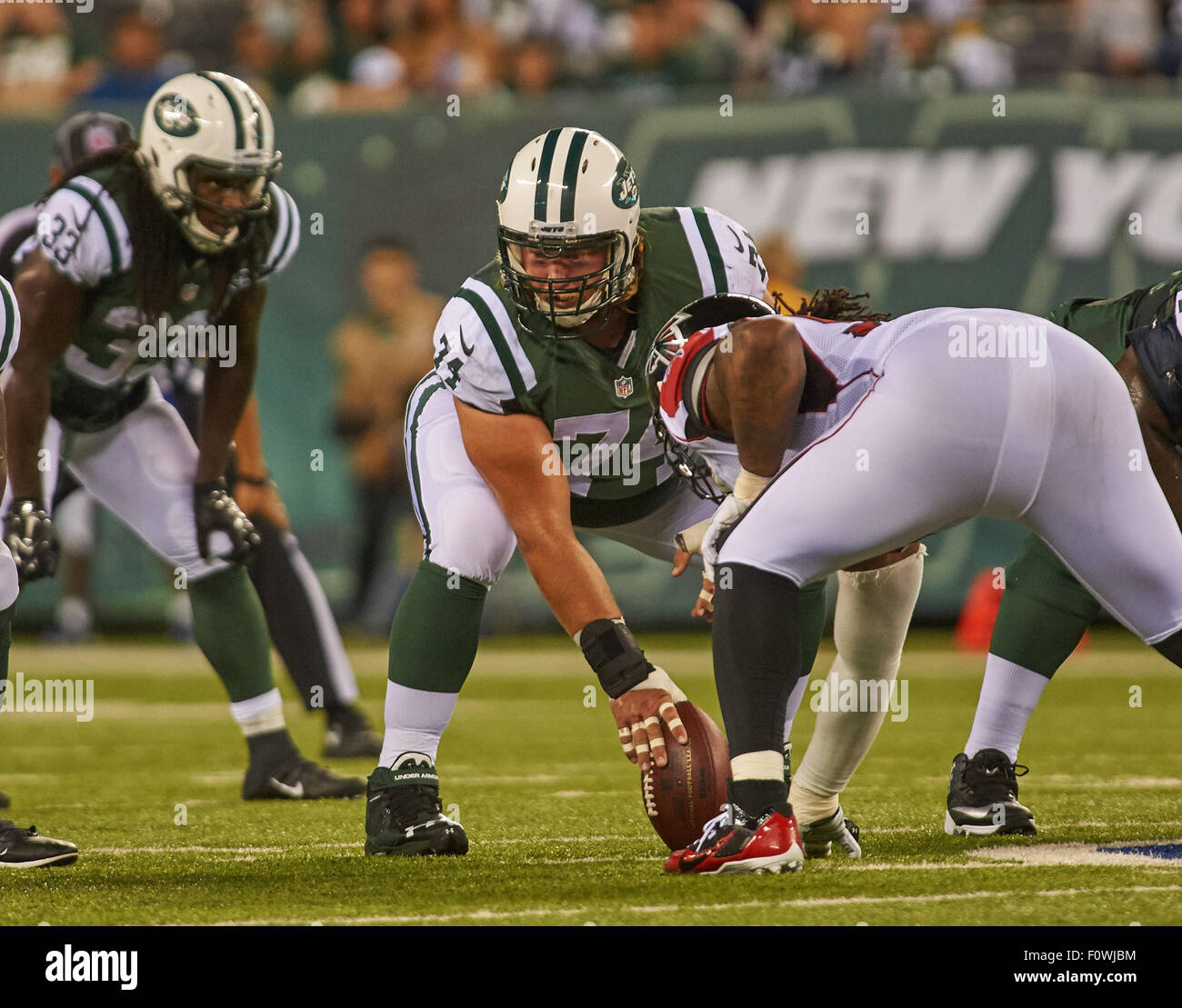 East Rutherford, New Jersey, USA. 21st Aug, 2015. Jets center Nick