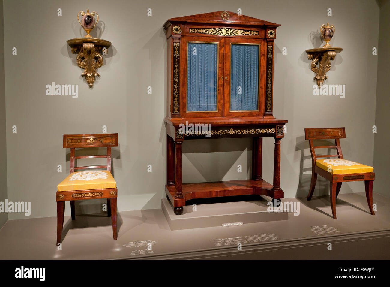 Writing table and bookcase, Mahogany with ebony, c. 1815, Pennsylvania USA Stock Photo