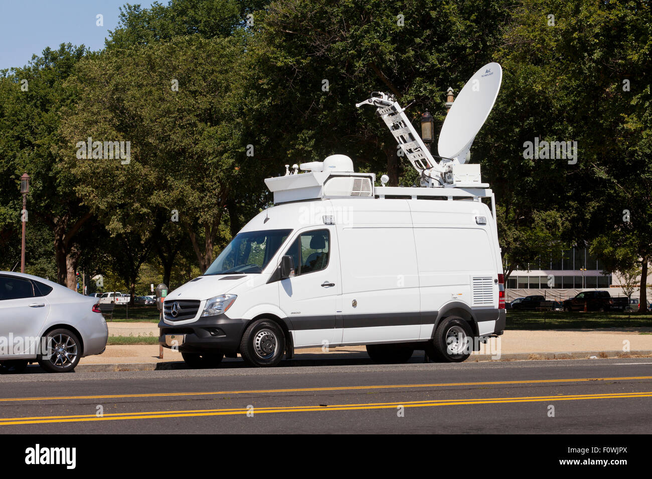 Live news TV satellite truck USA Stock Photo Alamy
