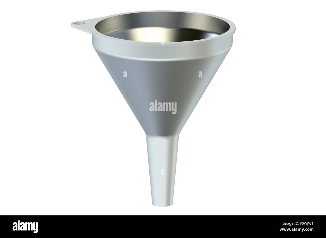 one metallic funnel isolated on white background Stock Photo