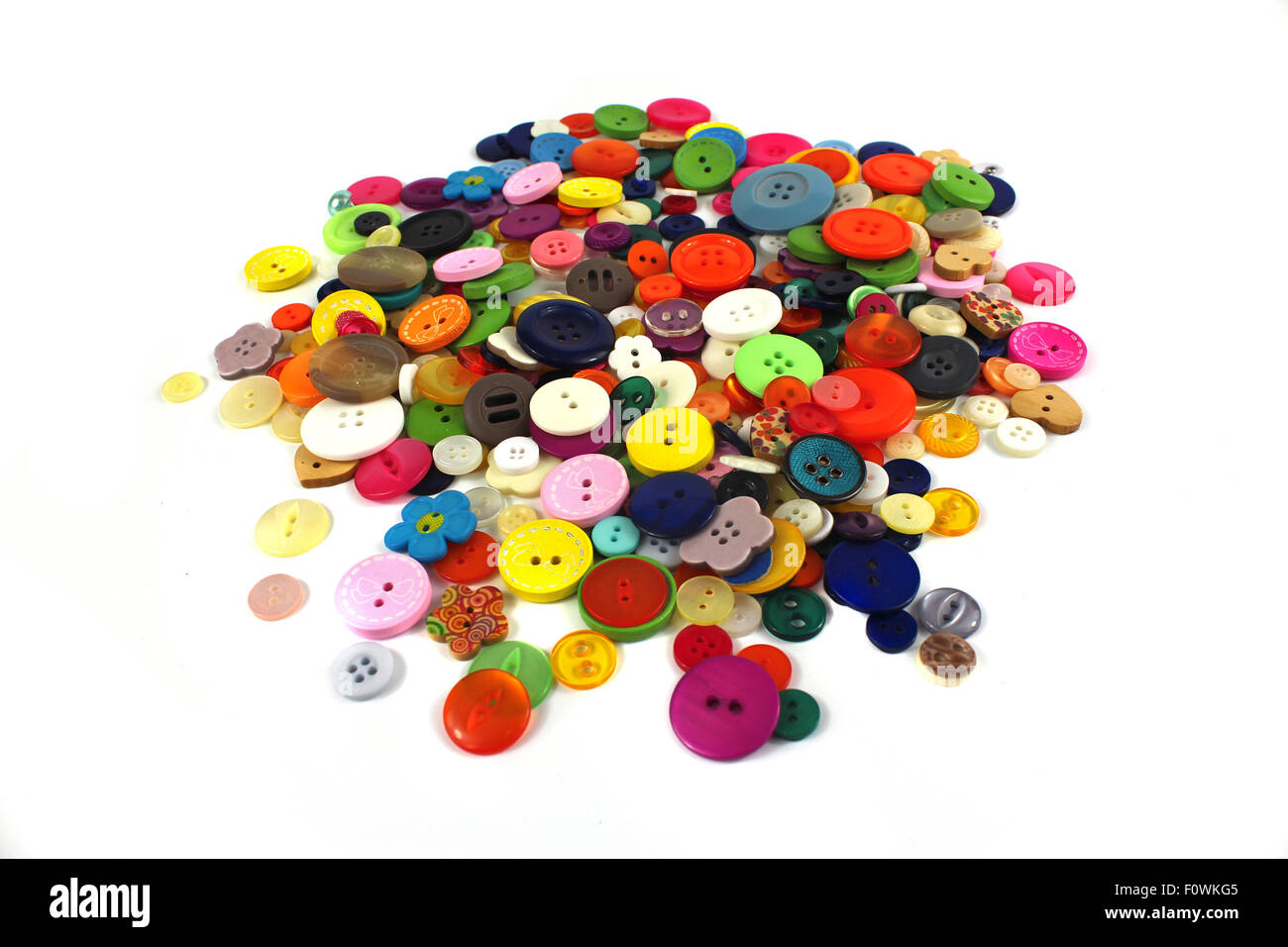 Pile of brightly coloured haberdashery buttons Stock Photo