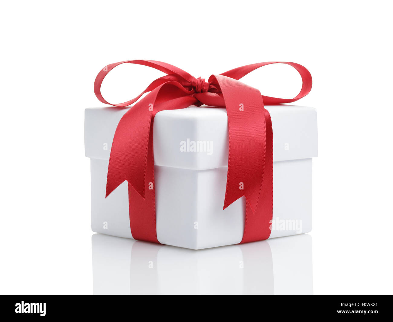 white present paper box with red ribbon bow Stock Photo - Alamy