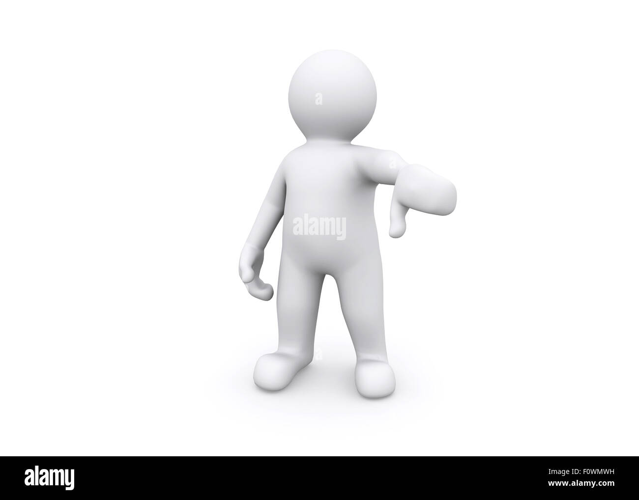 3d blank figure show thump down, no. Stock Photo