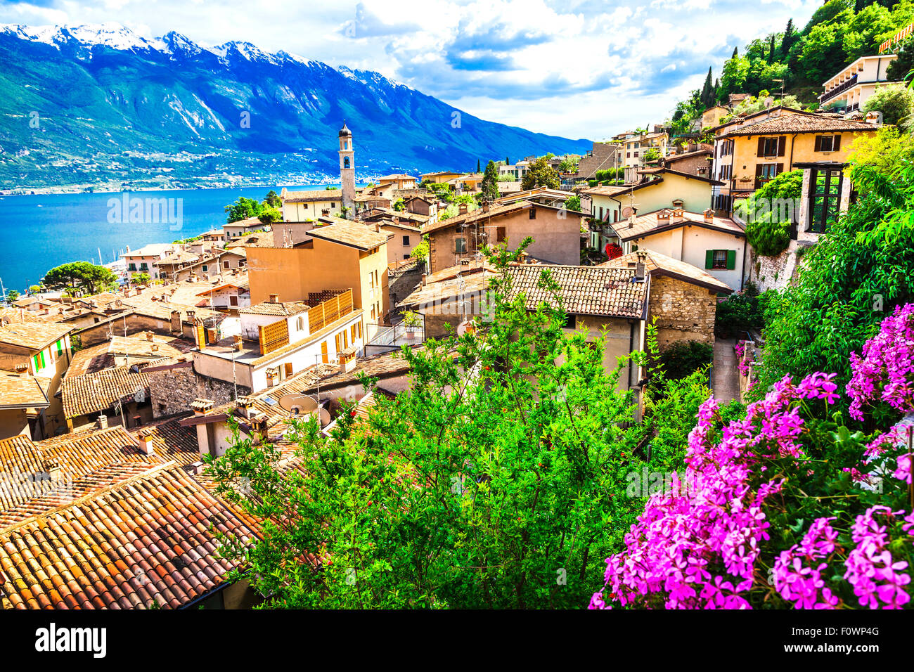 Limone - pictorial town in Lago di Garda, Italy Stock Photo