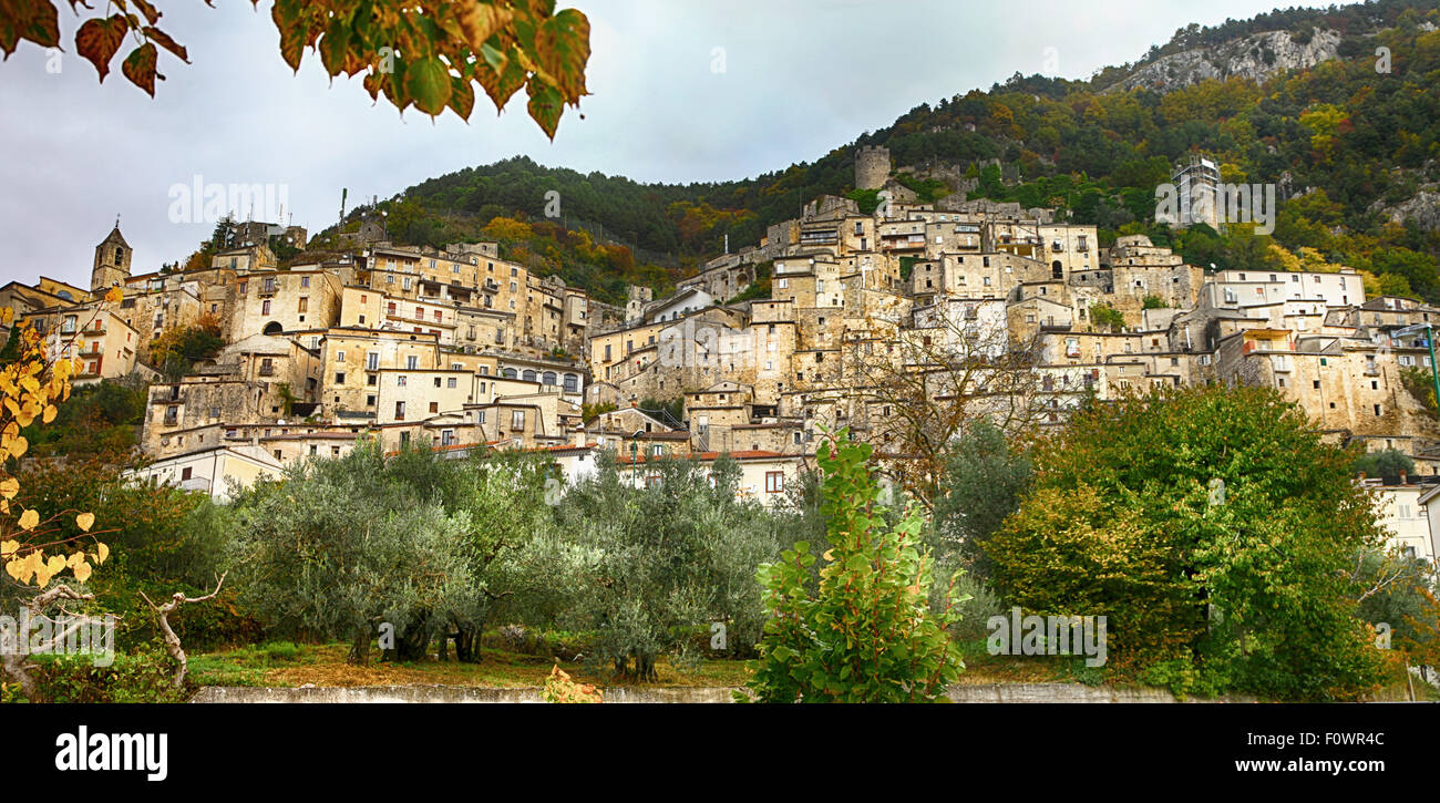 authentic medieval villages of Italy -  Pesche in Molise province Stock Photo
