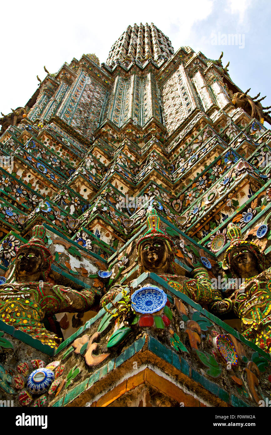 asia bangkok in temple thailand abstract cross colors roof wat and ...