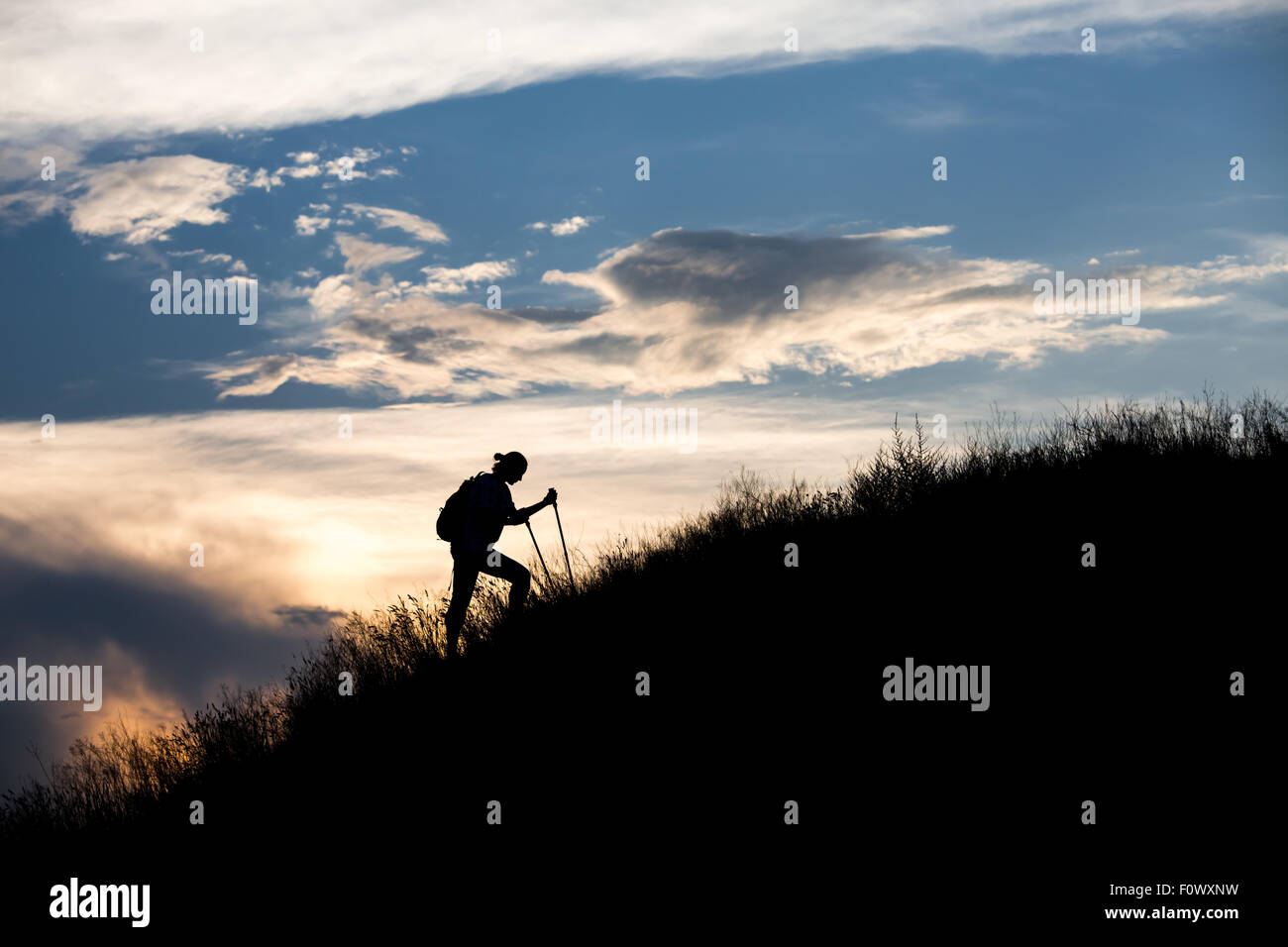 Happy hiker silhouette hi-res stock photography and images - Alamy