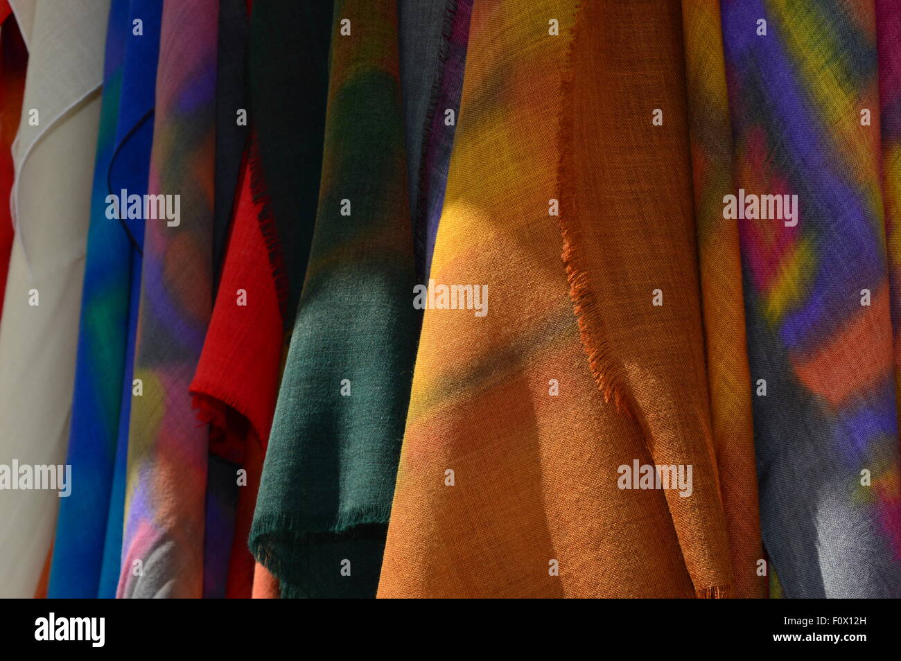 Multicolored painted silk Stock Photo