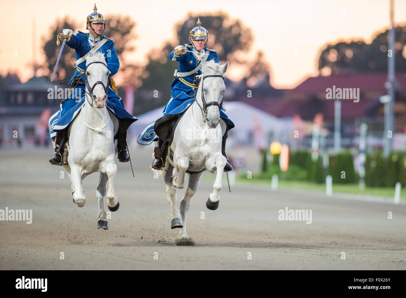 Royal Guards at Solvalla horse racing track Stock Photo