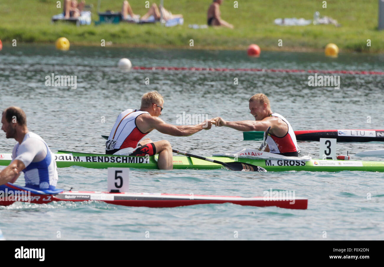 Segrat, Italy. 22nd Aug, 2015. Max Rendschmidt (L) and Marcus Gross of ...