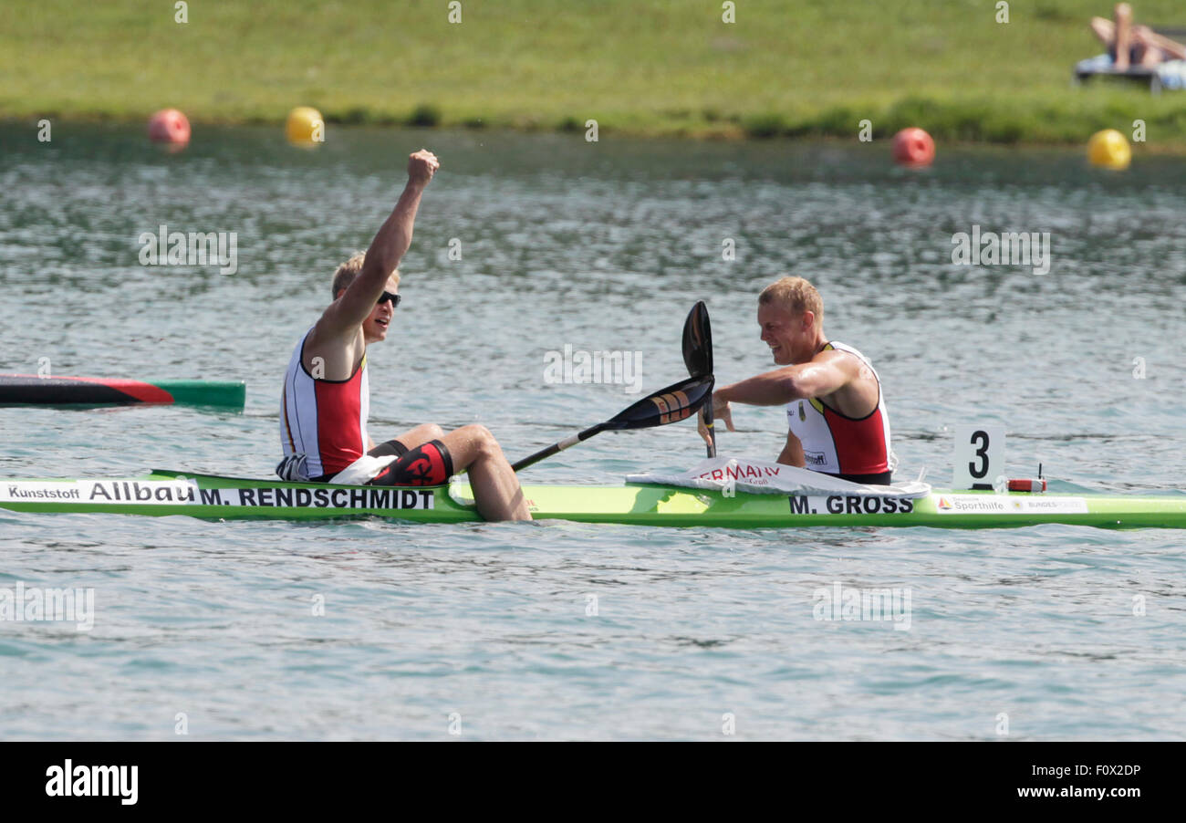 Segrat, Italy. 22nd Aug, 2015. Max Rendschmidt (L) and Marcus Gross of ...