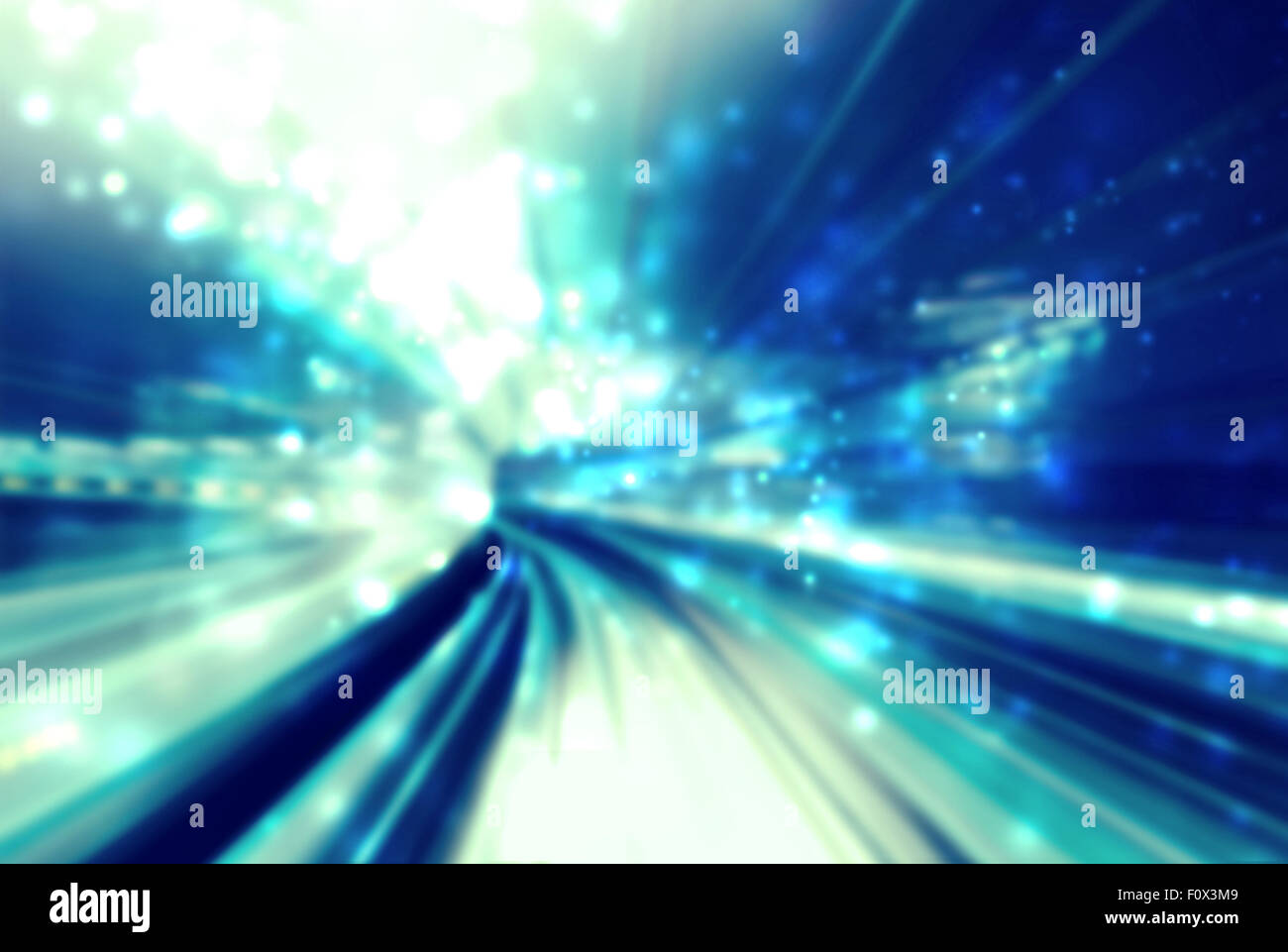 Light tunnel blue abstract futuristic pathway background Stock Photo