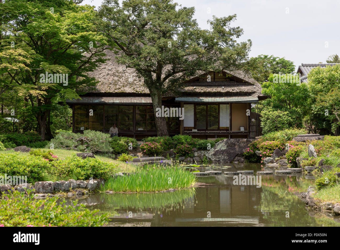 Hyoshintei tea house, Isuien Garden, Nara, Nara Prefecture, Kansai region of Japan. Isuien means 'garden founded on water', and Stock Photo
