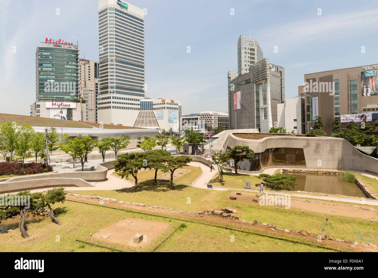 Dongdaemun relic area 1, Dongdaemun History & Culture Park, Dongdaemun Design Plaza, Seoul, South Korea. Stock Photo