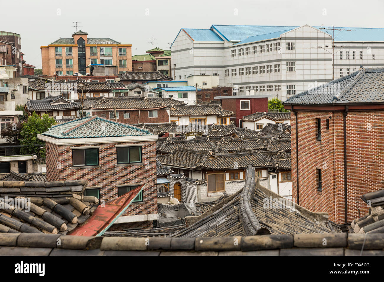Roofs, Bukchon Hanok Village, Seoul, South Korea Stock Photo