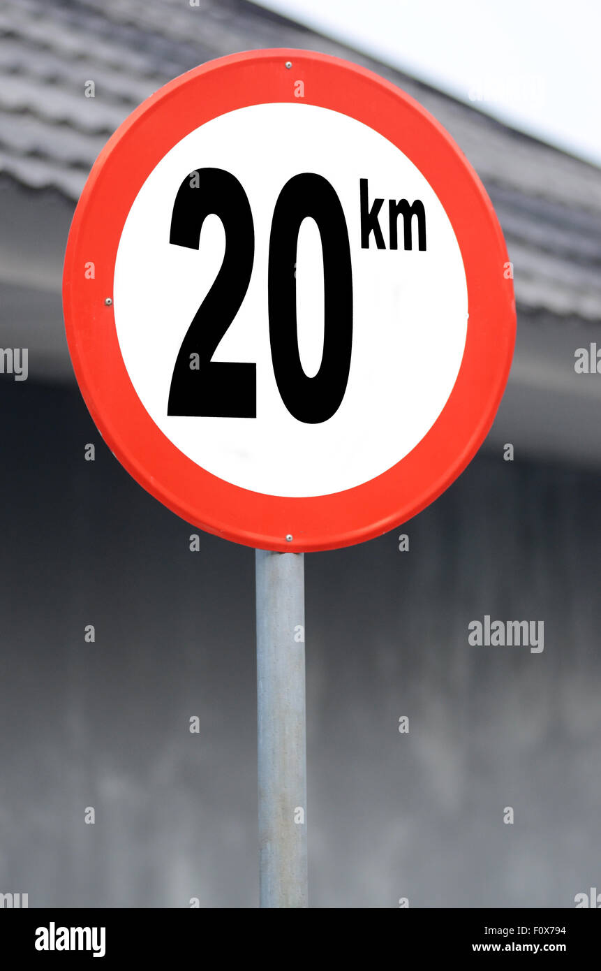 road sign speed limit 20 km Stock Photo - Alamy