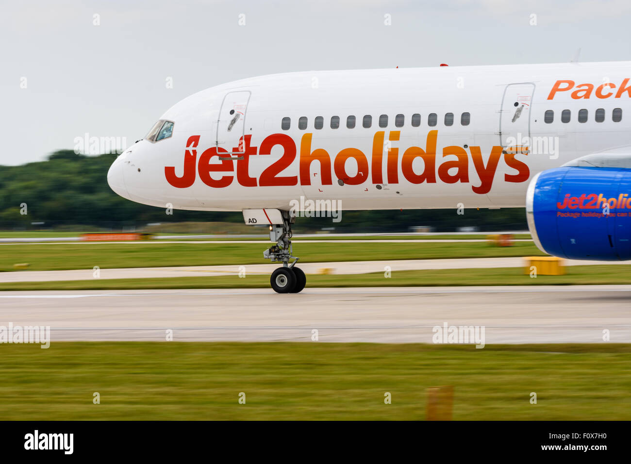 Jet2 aircraft departing from manchester airport hires stock