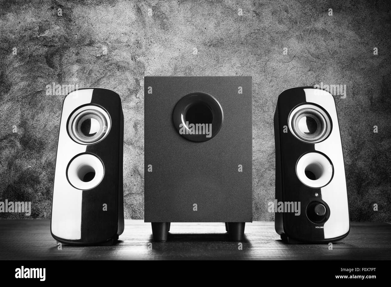 Modern black sound speakers Stock Photo