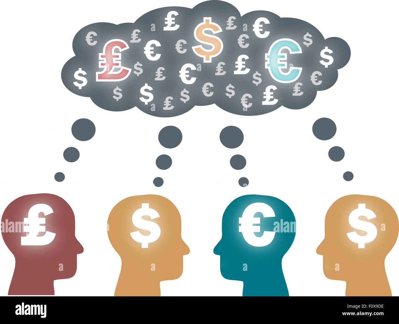 Think tank, heads thinking about money. Vector Stock Vector Image & Art
