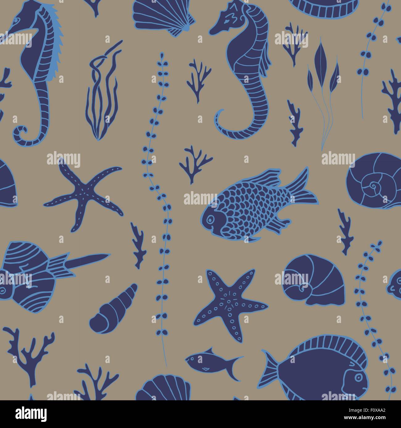 Seamless pattern with hand drawn fishes Stock Vector Image & Art - Alamy