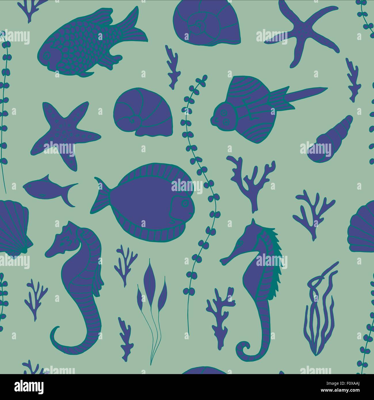 Seamless pattern with hand drawn fishes Stock Vector Image & Art - Alamy