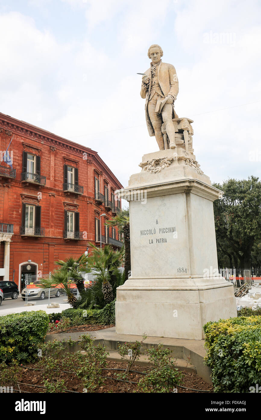 BARI, ITALY - MARCH 16, 2015: Statue of the 18th Century Italian composer Niccolo Piccinni at the Teatro Piccinni in Bari, Italy Stock Photo