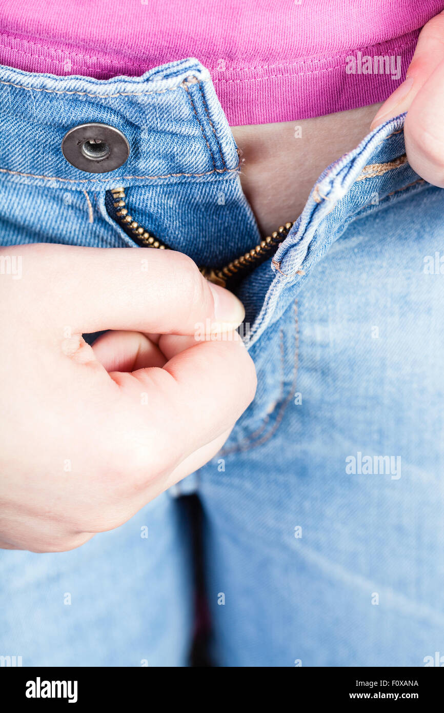 Woman zip jeans hires stock photography and images Alamy