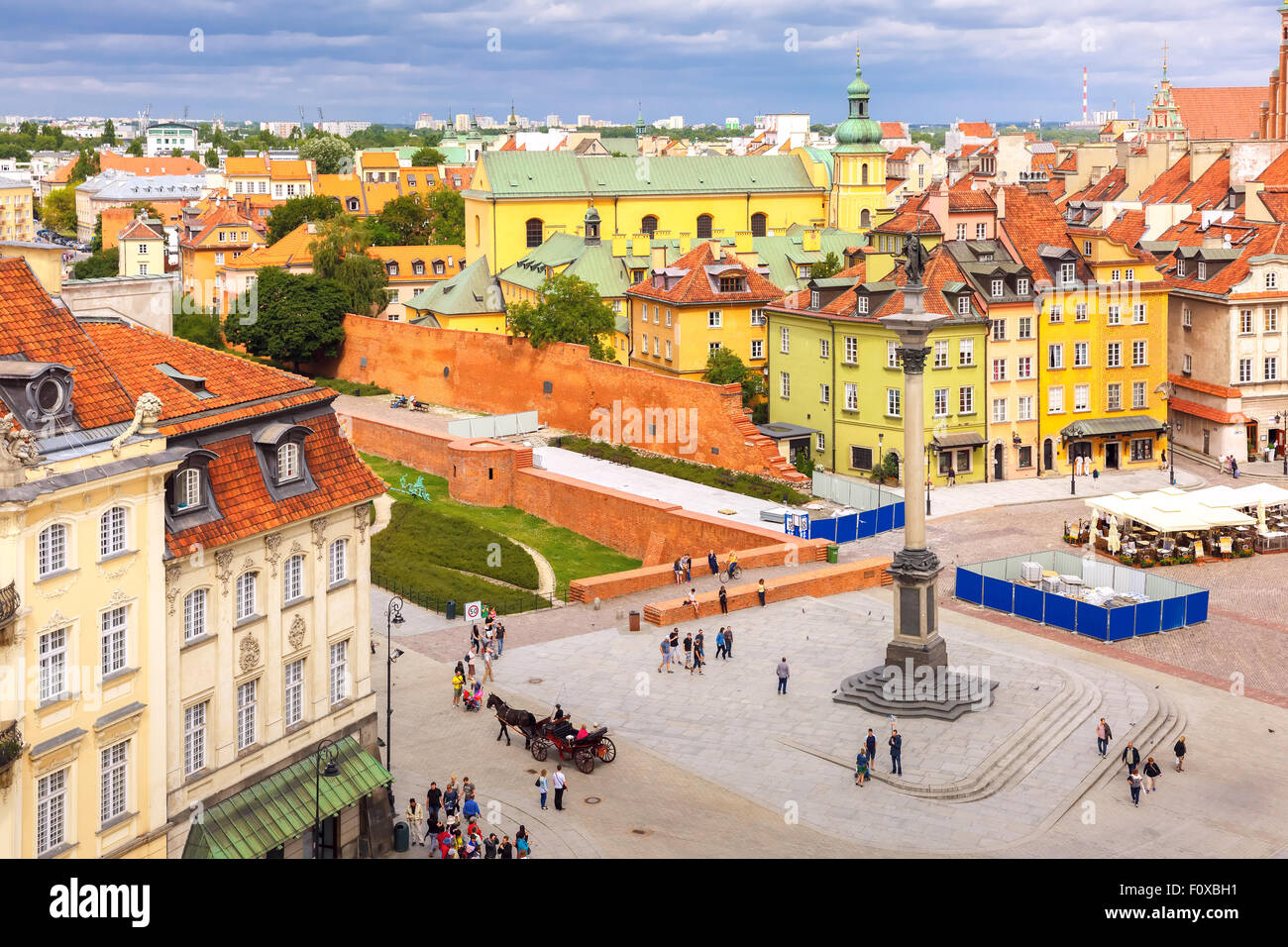 Aerial view of Castle Square in Warsaw, Poland. Stock Photo