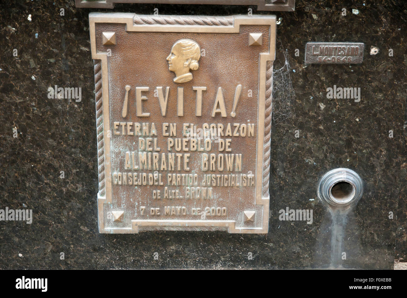 Eva Peron Grave Plaque - Buenos Aires - Argentina Stock Photo