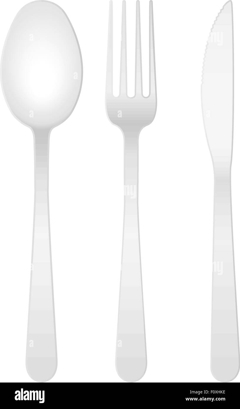 Spoon, fork and knife on a white background. Vector illustration Stock ...