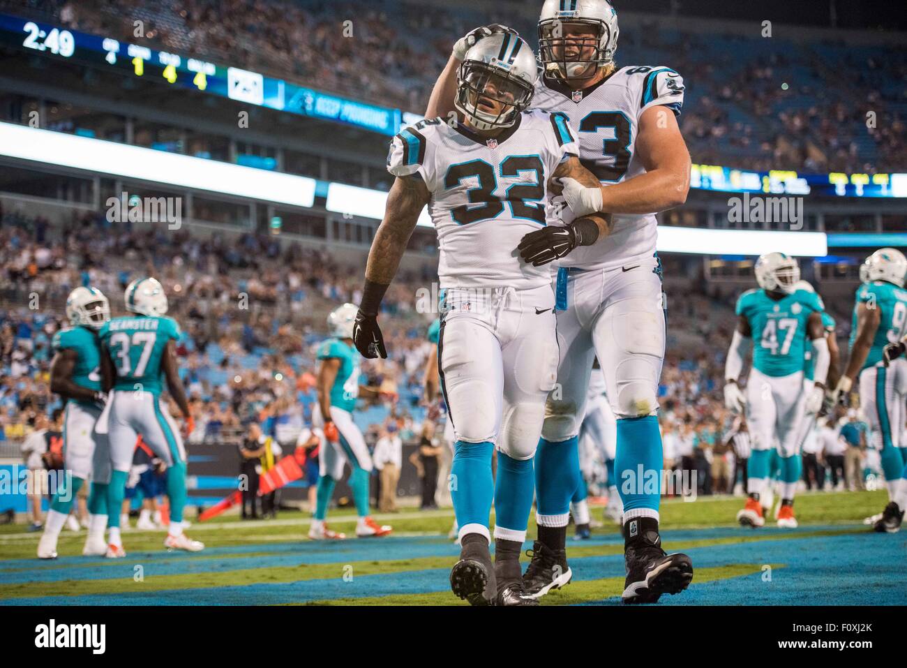 Charlotte, NC, USA. 22nd Aug, 2015. #32 Carolina RB Brandon Wegher ...
