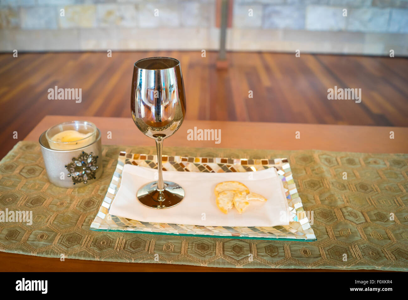 Wine and communion bread represent the body and blood of Jesus Christ